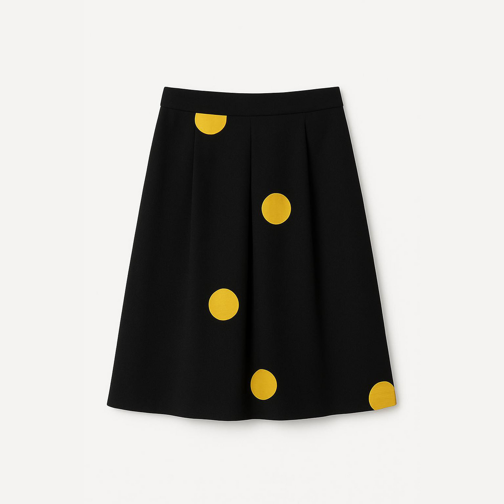 Lularoe Madison navy blue and yellow dot skirt